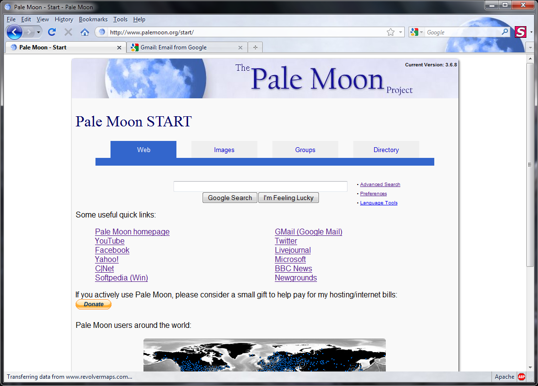 Pale Moon 3.6.26 screenshot.